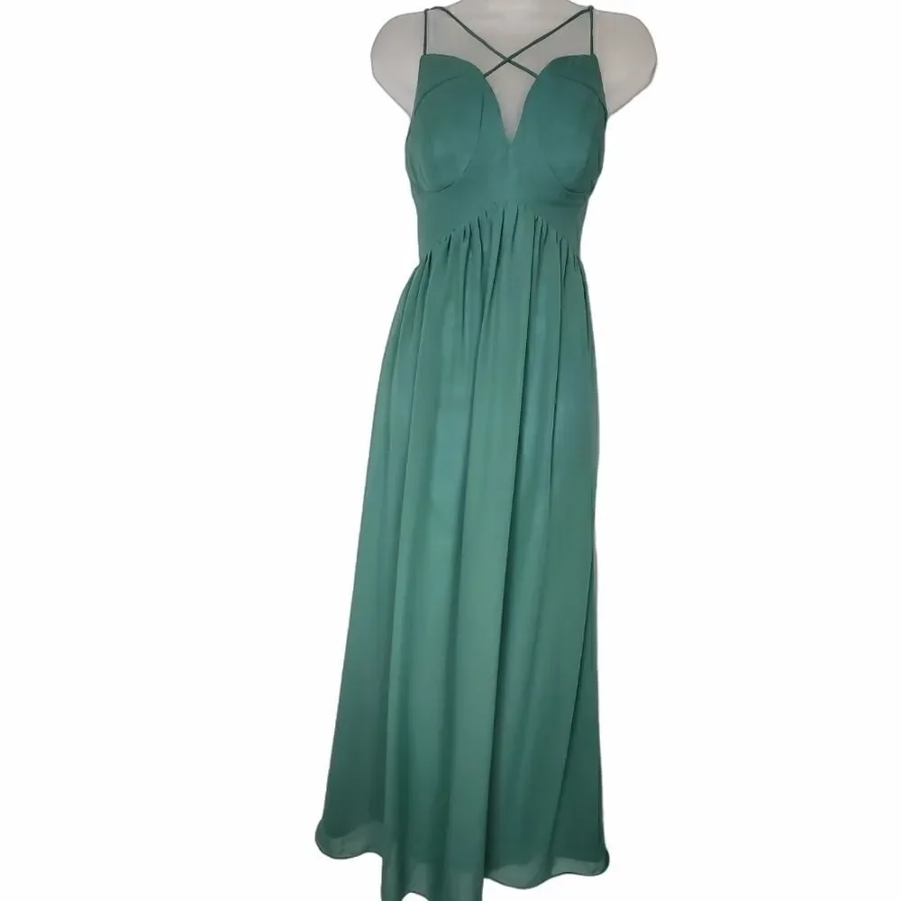 Renz Bridal | Dresses | Renz Bridal Deep V Strappy Green Gown